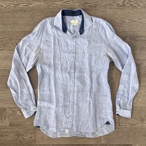 🌼ZARA MENS🌼 Light Blue Linen Relaxed Fit Button-Down Shirt